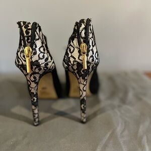 Victoria's Secret Black and Cream Lace Heels
